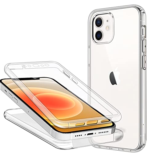 ZYIMOU Handyhülle für iPhone 12 / iPhone 12 Pro Hülle 360 Grad, Transparent Full Schutz Kratzfest Dünn Durchsichtige Case Silikon SchutzHandyhülle, Hart PC Zurück + Weich TPU Vorderseite von ZYIMOU