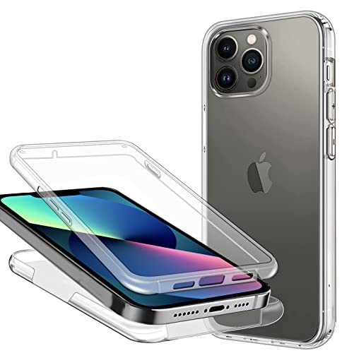 ZYIMOU Handyhülle für iPhone 13 Pro Hülle 360 Grad, Transparent Dünn Durchsichtige Case Full Schutz Silikon SchutzHandyhülle, Hart PC Zurück + Weich TPU Vorderseite von ZYIMOU