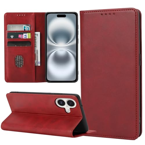 ZYIMOU Handyhülle für iPhone 16 Hülle, Leder Schutzhülle Standfunktion Kartenfach Wallet Klapphülle iPhone 16 Flip Case Cover, Rot ZYIMOU Handyhülle für iPhone 16 Hülle, Leder Schutzhülle Standfunktion Kartenfach Wallet Klapphülle iPhone 16 Flip Case Cover, Rot von ZYIMOU