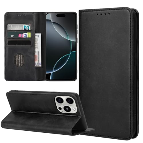 ZYIMOU Handyhülle für iPhone 16 Pro Hülle, Leder Schutzhülle Standfunktion Kartenfach Wallet Klapphülle iPhone 16 Pro Flip Case Cover, Schwarz ZYIMOU Handyhülle für iPhone 16 Pro Hülle, Leder Schutzhülle Standfunktion Kartenfach Wallet Klapphülle iPhone 16 Pro Flip Case Cover, Schwarz von ZYIMOU