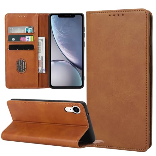 ZYIMOU Handyhülle für iPhone XR Hülle, Leder Schutzhülle Standfunktion Kartenfach Wallet Klapphülle iPhone XR Flip Case Cover, Braun von ZYIMOU