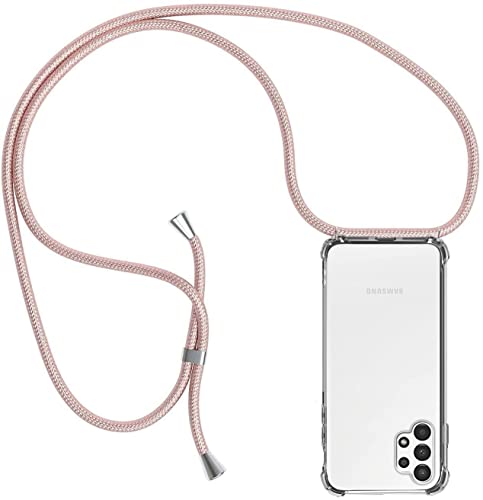 ZYIMOU Handykette Hülle kompatibel mit Samsung Galaxy A13 4G, Handyhülle Handy Necklace Hülle mit Band Schutzhülle Kordel zum Umhängen Transparent Weich TPU Silikon Tasche, Roségold von ZYIMOU