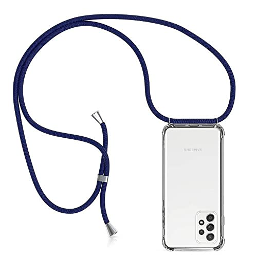ZYIMOU Handykette Hülle kompatibel mit Samsung Galaxy A52 / Samsung Galaxy A52s 5G, Handyhülle Handy Necklace Hülle mit Band Schutzhülle Kordel zum Umhängen Transparent Weich TPU Silikon Tasche, Blau von ZYIMOU