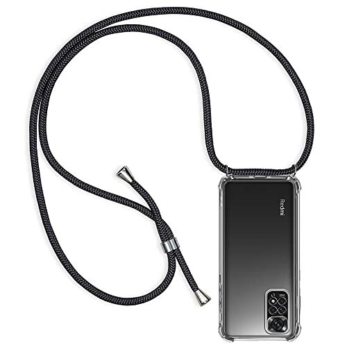 ZYIMOU Handykette Hülle kompatibel mit Xiaomi Redmi Note 11 / Redmi Note 11S, Handyhülle Handy Necklace Hülle mit Band Schutzhülle Kordel zum Umhängen Transparent Weich TPU Silikon Tasche, Schwarz von ZYIMOU