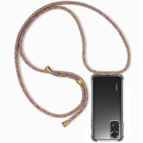 ZYIMOU Handykette Hülle kompatibel mit Xiaomi Redmi Note 11 / Redmi Note 11S, Handyhülle Handy Necklace Hülle mit Band Schutzhülle Kordel zum Umhängen Transparent Weich TPU Silikon Tasche, Rainbow von ZYIMOU