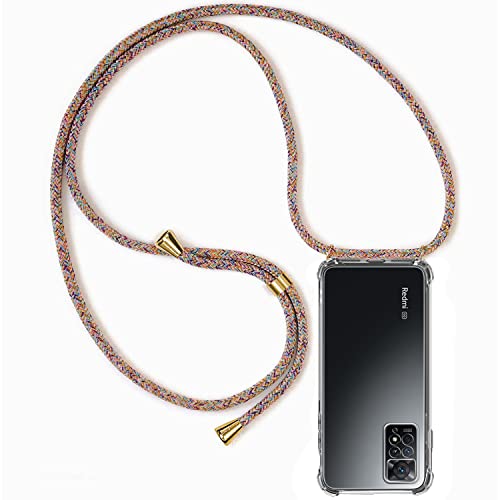 ZYIMOU Handykette Hülle kompatibel mit Xiaomi Redmi Note 11 Pro/Note 11 Pro 5G, Handyhülle Handy Necklace Hülle mit Band Schutzhülle Kordel zum Umhängen Transparent Weich TPU Silikon Tasche, Rainbow von ZYIMOU