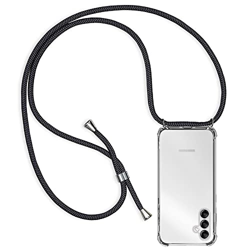 ZYIMOU Handykette für Samsung Galaxy A54 5G Hülle mit Band, Handyhülle Handy Necklace Hülle mit Kette Schutzhülle Kordel zum Umhängen Transparent Weich TPU Silikon Bumper, Schwarz von ZYIMOU