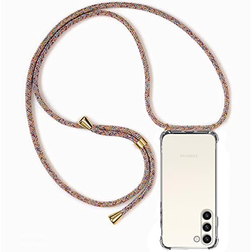 ZYIMOU Handykette für Samsung Galaxy S23 5G Hülle mit Band, Handyhülle Handy Necklace Hülle mit Kette Schutzhülle Kordel zum Umhängen Transparent Weich TPU Silikon Bumper, Rainbow von ZYIMOU