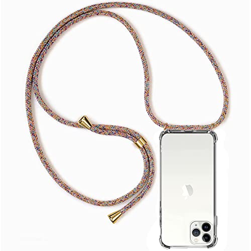 ZYIMOU Handykette für iPhone 11 Pro Hülle mit Band, Handyhülle Handy Necklace Hülle mit Kette Schutzhülle Kordel zum Umhängen Transparent Weich TPU Silikon Bumper, Rainbow von ZYIMOU
