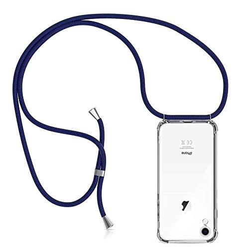 ZYIMOU Handykette für iPhone XR Hülle mit Band, Handyhülle Handy Necklace Hülle mit Kette Schutzhülle Kordel zum Umhängen Transparent Weich TPU Silikon Bumper, Blau von ZYIMOU