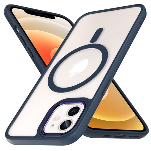 ZYIMOU Magnetisch für iPhone 12 / iPhone 12 Pro Hülle Kompatibel mit MagSafe, Handyhülle für iPhone 12 / iPhone 12 Pro Transparent Rückseite Dünn Stoßfest Schutzhülle (Blau) von ZYIMOU