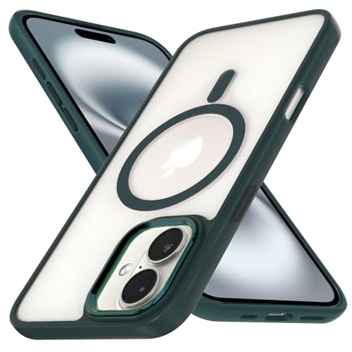 ZYIMOU für iPhone 16 Hülle Magnetisch Kompatibel mit MagSafe, Handyhülle für iPhone 16 Transparent Rückseite Dünn Stoßfest Schutzhülle (Grün) von ZYIMOU