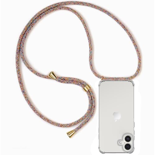 ZYIMOU für iPhone 16 Hülle mit Band, Handyhülle iPhone 16 Handykette Hülle mit Kette Schutzhülle Kordel zum Umhängen Transparent Weich TPU Silikon Bumper, Rainbow ZYIMOU für iPhone 16 Hülle mit Band, Handyhülle iPhone 16 Handykette Hülle mit Kette Schutzhülle Kordel zum Umhängen Transparent Weich TPU Silikon Bumper, Rainbow von ZYIMOU
