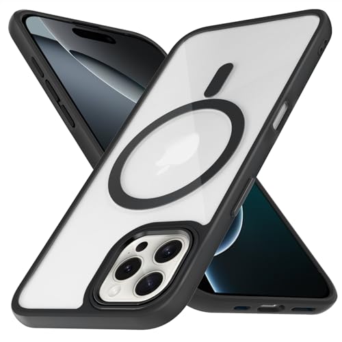 ZYIMOU für iPhone 16 Pro Hülle Magnetisch Kompatibel mit MagSafe, Handyhülle für iPhone 16 Pro Transparent Rückseite Dünn Stoßfest Schutzhülle (Schwarz) von ZYIMOU