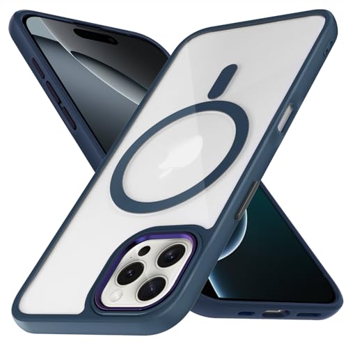 ZYIMOU für iPhone 16 Pro Max Hülle Magnetisch Kompatibel mit MagSafe, Handyhülle für iPhone 16 Pro Max Transparent Rückseite Dünn Stoßfest Schutzhülle (Blau) von ZYIMOU