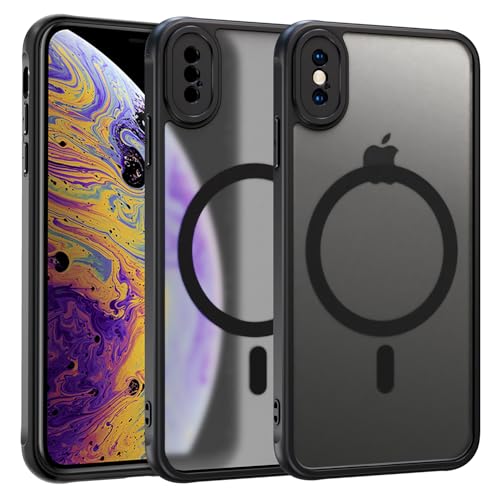 ZYIMOU für iPhone XS und iPhone X Hülle Kompatibel mit MagSafe, Handyhülle Magnetisch für iPhone XS und iPhone X kameraschutz Rückseite Dünn Stoßfest Schutzhülle (Schwarz) von ZYIMOU