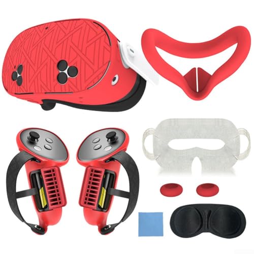 For Meta Quest3S Full Coverage Silicone Protector Set Ideale Lösung für Gaming-Enthusiasten (rot) von ZYNCUE