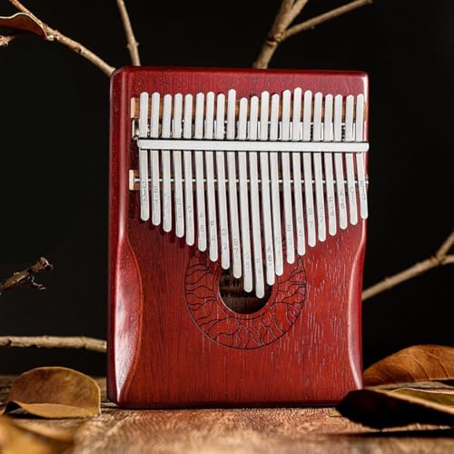 Mahagoni Kalimba mit 21 Tasten und Stimmzubehör, perfektes Musikinstrument für Anfänger (Rot) von ZYNCUE