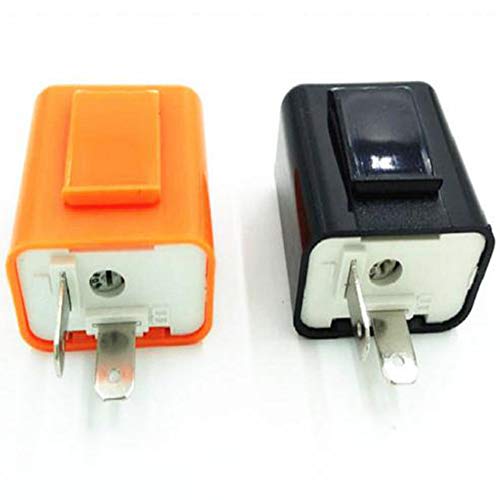 Einstellbar Blinker,12V Einstellbare Drei Pin LED Relais Automatische Überlastschutz Einstellbare Motorrad Blinker Strobe(Schwarz Und Orange) von ZYTC