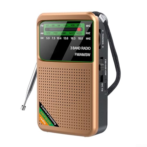Kleines tragbares Radio, wiederaufladbares tragbares Radio mit leistungsstarkem Lautsprecher und Kopfhöreranschluss für Notfälle und Outdoor-Aktivitäten von ZYWUOY
