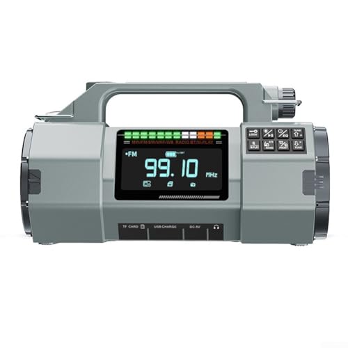 Multifunktions-Exigenz-Radio, Radio mit LED-Taschenlampe und Handkurbelleistung, Lautsprecher, für Outdoor-Camping und Wandern (grau) von ZYWUOY