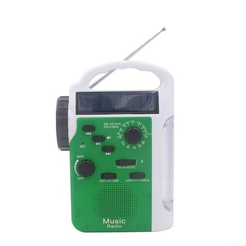 Solar- und Handkurbel-Radio mit Taschenlampe für Campingausflüge und Vorbereitung (grün) von ZYWUOY