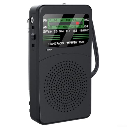 Tragbares AM/FM/SW Radio, Kurzwellenradios mit 3W Lautsprecher, Multiband-Empfang, batteriebetriebenes Radio (AA), für Outdoor, Zuhause von ZYWUOY