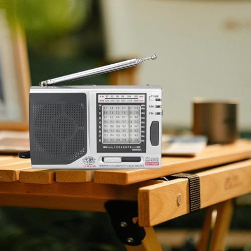 Tragbares Radio, AM/FM/SW-Empfänger mit verstellbarem Stützständer, kompakter batteriebetriebener Lautsprecher, für Camping, Wanderabenteuer von ZYWUOY