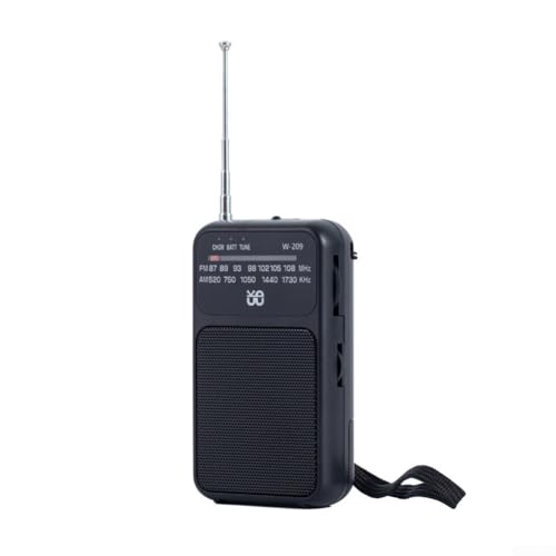 Tragbares wiederaufladbares Radio, kompakte FM/AM-Überlebensausrüstung für Outdoor-Abenteuer, eingebaute Taschenlampe, Dual-Mode-Stromsystem (schwarz) von ZYWUOY