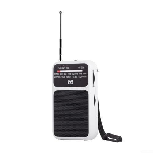 Tragbares wiederaufladbares Radio, kompakte FM/AM-Überlebensausrüstung für Outdoor-Abenteuer, eingebaute Taschenlampe, Dual-Mode-Stromsystem (weiß) von ZYWUOY