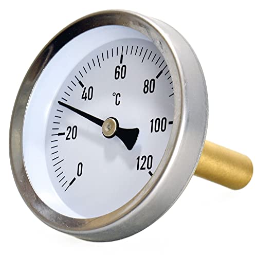 ZYWUOY Bbq Thermometer, Thermometer für Grill 1/2 Zoll Installation Analog 120 °C Kalibriertes Thermometer für Innen/Außen, Grill von ZYWUOY