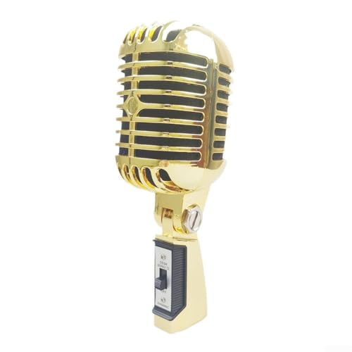 ZYWUOY Dynamisches Bühnenmikrofon, Karaoke-Retro-Metallgehäuse, Live-Broadcast-Mikrofon (Gold) von ZYWUOY