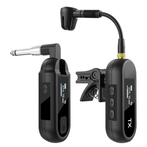 ZYWUOY Instrumentenspezifisches Clip-On-Mikrofon, kabelloses Saxophon-Mikrofonsystem, lange Reichweite, Gitarrensender, Empfänger, wiederaufladbares Audio (1 zu 1) von ZYWUOY