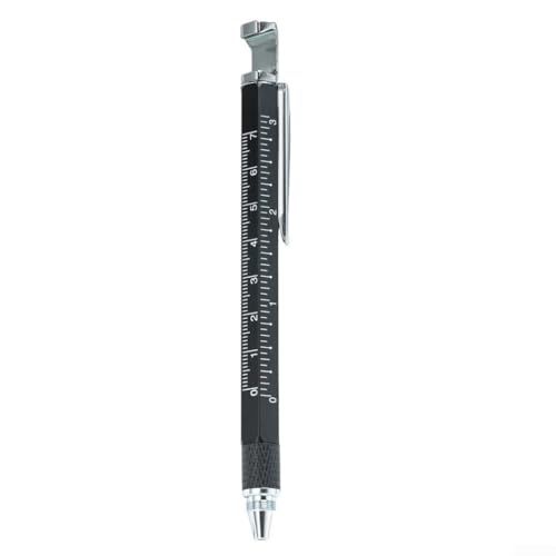 ZYWUOY Multifunktionaler Gelschreiber aus Legierung, Rollerball-Design, integrierte metrische imperiale Skalen, Lineal, mit Messmöglichkeiten (schwarz) von ZYWUOY
