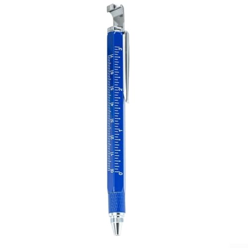 ZYWUOY Multifunktionaler Gelschreiber aus Legierung, Rollerball-Design, integrierte metrische imperiale Skalen, Linealwaage, mit Messfunktionen (blau) von ZYWUOY