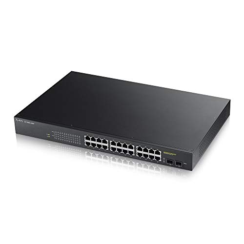 ZyXEL 24-Port Gigabit Ethernet Smart Managed Rackmount PoE Switch mit 170 Watt Budget und 2 SFP Ports [GS1900-24HP] von ZYXEL