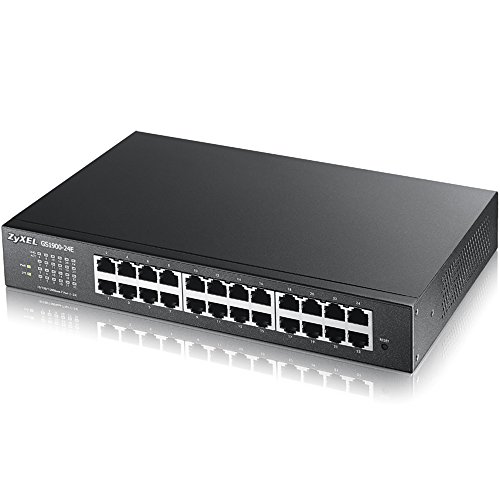 Zyxel 24-Port Gigabit Switch | Smart Managed | Desktop/Rackmount und lüfterlos | VLAN, IGMP, QoS | GS1900-24E von ZYXEL