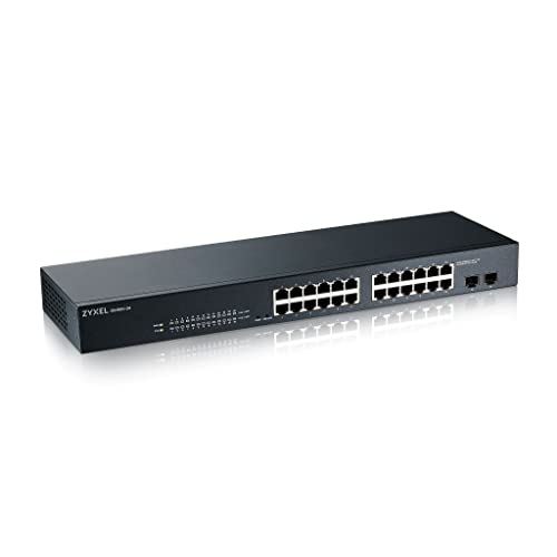 Zyxel 24-Port Gigabit Switch | Smart Managed | Rackmontage und lüfterloses Design | VLAN, IGMP, QoS [GS1900-24] von ZYXEL