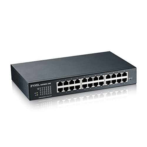 Zyxel 24-Port Gigabit Switch | Smart managed | Desktop/Rackmontage und lüfterloses Design | VLAN, IGMP, QoS | Lebenslange Garantie [GS1900-24E] von ZYXEL