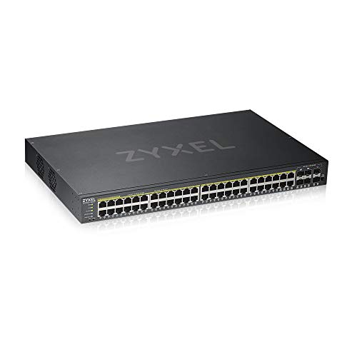 Zyxel 48-Port Gigabit Ethernet Smart Managed PoE+ Switch mit 375 Watt Budget, 4 Gigabit Combo Ports und 2 SFP Ports und Hybrid Cloud Modus, [GS1920-48HPv2] von ZYXEL