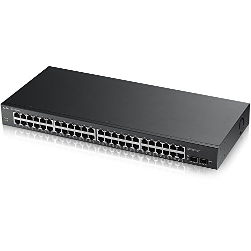 Zyxel 48-Port Gigabit Switch | Smart managed | Rackmontage mit 2 SFP-Ports | VLAN, IGMP, QoS | Lebenslange Garantie [GS1900-48] von ZYXEL