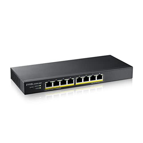 Zyxel 8-Port GbE PoE Smart Hybrid Mode Switch | Standalone oder Nebula Cloud | 60 Watt 802.3at | Desktop | lüfterlos [GS1915-8EP] von ZYXEL