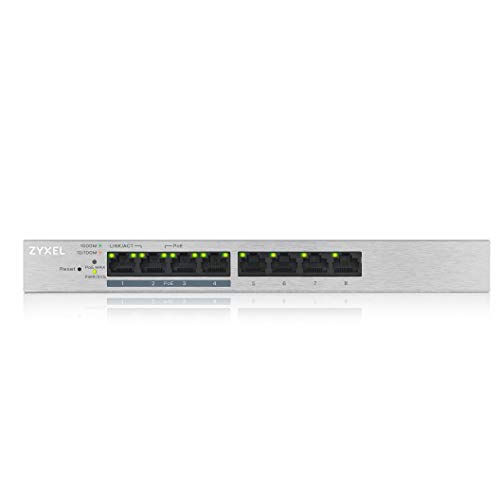 Zyxel 8-Port Gigabit Web / Smart Managed PoE+ Switch mit einem Budget von 60 Watt, Lifetime Garantie [GS1200-8HPv2] von ZYXEL