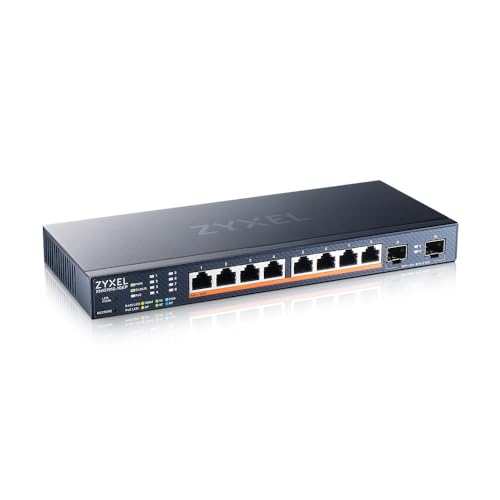 Zyxel 8-Port Multi-Gig 2.5G Cloud/Smart Managed PoE++ Switch @130W | mit 8 x PoE++(60W)| 2 x 10G SFP+ |Desktop oder Wandmontage [XMG1915-10EP] von ZYXEL