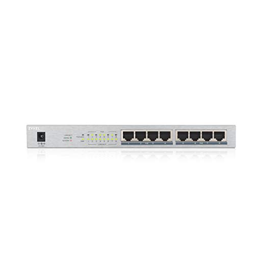 Zyxel 8-Port Gigabit Unmanaged Switch | 8X PoE+ mit 60 Watt Budget | UK-Stecker [GS1008HP] von ZYXEL
