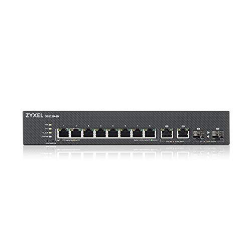 Zyxel Gigabit Ethernet Switch mit 8 Ports | Layer 2 Managed | Lüfterloses Design | 2x Gigabit Combo-Ports | Hybrid-Cloud-Modus [GS2220-10] von ZYXEL