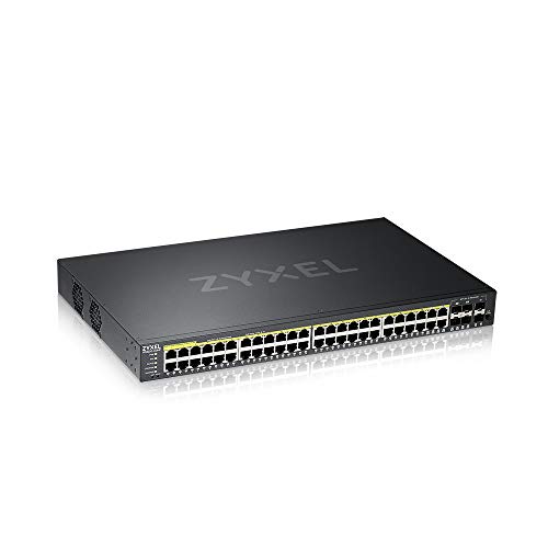 Zyxel Gigabit Ethernet Layer 2 Managed PoE+ Switch mit 44 Ports, einem Budget von 375 W, vier Gigabit-Combo-Ports, zwei SFP-Ports und Hybrid-Cloud-Modus [GS2220-50HP] von ZYXEL