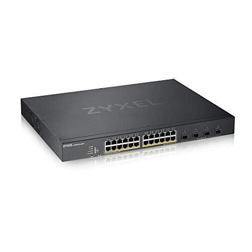 Zyxel Gigabit Ethernet Smart-Managed PoE+ Switch mit 24 Ports, einem Budget von 375 Watt und vier 10G SFP+ Slots, Hybrid Cloud-Modus [XGS1930-28HP] von ZYXEL