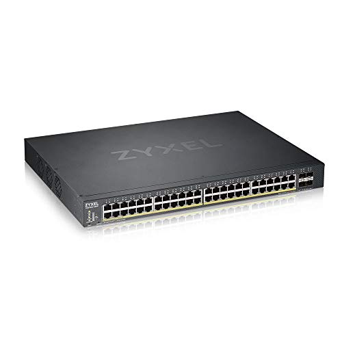 Zyxel Gigabit Ethernet Smart-Managed PoE+ Switch mit 48 Ports, einem Budget von 375 Watt und vier 10G SFP+ Slots, Hybrid Cloud-Modus [XGS1930-52HP] von ZyXEL
