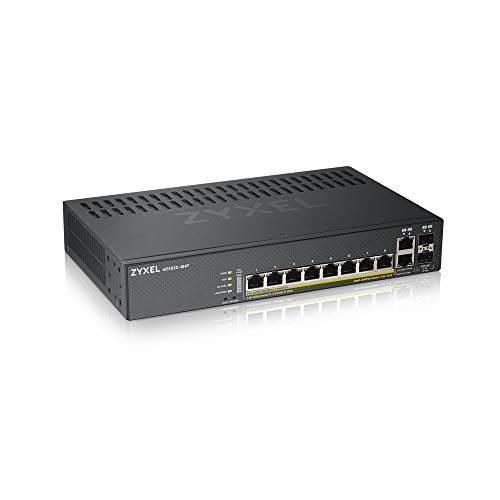 Zyxel Gigabit Ethernet Smart-Managed PoE+ Switch mit 8 Ports, einem Budget von 130 Watt und 2 Gigabit-Combo-Ports, Hybrid Cloud-Modus, Lifetime Garantie [GS1920-8HPv2] von ZYXEL